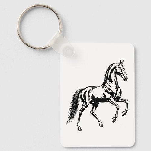 Elegant Akhal-Teke Horse Stylized Illustration Keychain