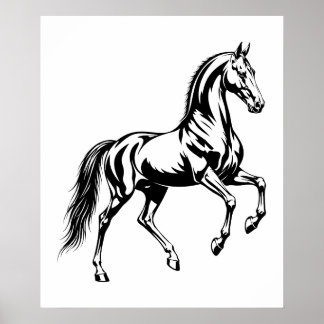 Elegant Akhal-Teke Horse Stylized Illustration Poster