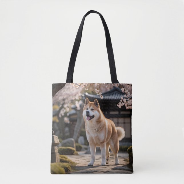 Elegant Akita Shoulder Tote Bag (Front)