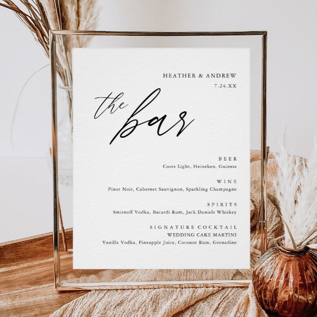Elegant Alcohol Drinks Wedding Bar Menu Poster (Creator Uploaded)