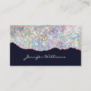 Elegant Alcohol Ink Agate Holographic Glitter Business Card