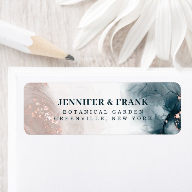 Elegant Alcohol Ink Gold Blush Blue Minimal Modern Label (Insitu)