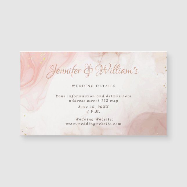 Elegant Alcohol Ink Gold Blush Pink Wedding Detail (Front)
