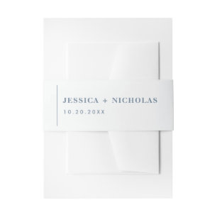 Elegant Alice Blue Modern Minimalist Wedding Invitation Belly Band