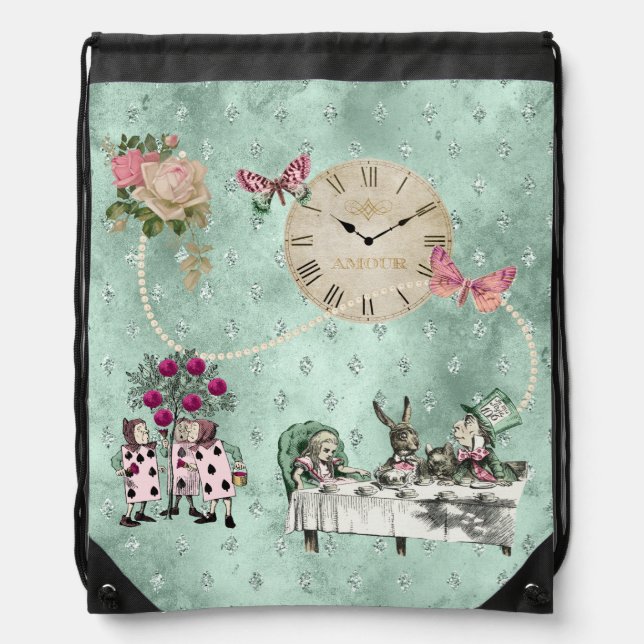Elegant Alice In Wonderland    Drawstring Bag (Front)