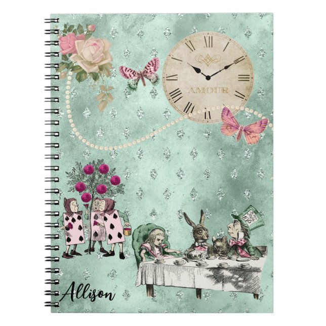 Elegant Alice In Wonderland Personalized Notebook (Front)
