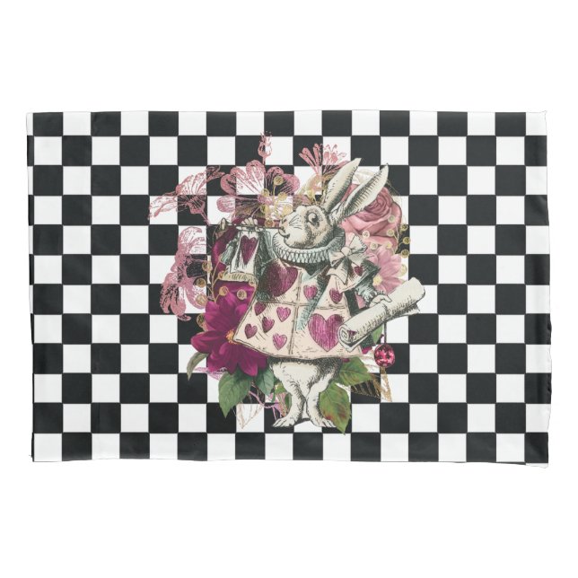 Elegant Alice in Wonderland Rabbit Pillow Case (Front)