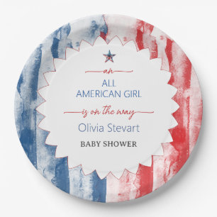 Elegant All American Girl 4th July Baby Shower Paper Plates