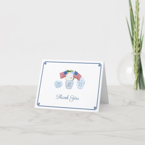 Elegant All_American Red White Blue Ginger Jar Thank You Card