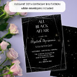 Elegant All Black Affair 30th Birthday Celebration Invitation<br><div class="desc">Introducing our Elegant All Black Affair 30th Birthday Celebration Invitation, a sophisticated and stylish way to announce your milestone birthday event. Designed with a sleek black theme, this invitation sets the tone for a glamorous and memorable evening. The details of the event are elegantly displayed beneath the header, with a...</div>