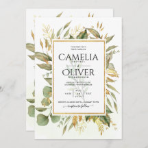 Elegant All-in-1 Greenery Gold Leaves Wedding