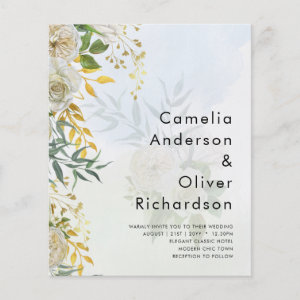 Elegant All-in-1 White Roses Botanical Wedding Flyer