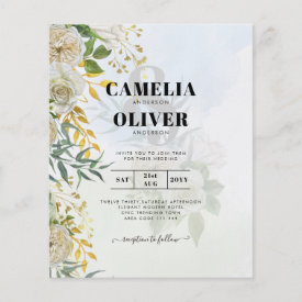 Elegant All-in-1 White Roses Botanical Wedding Flyer