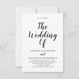 Elegant All In One Wedding Black Script Invitation