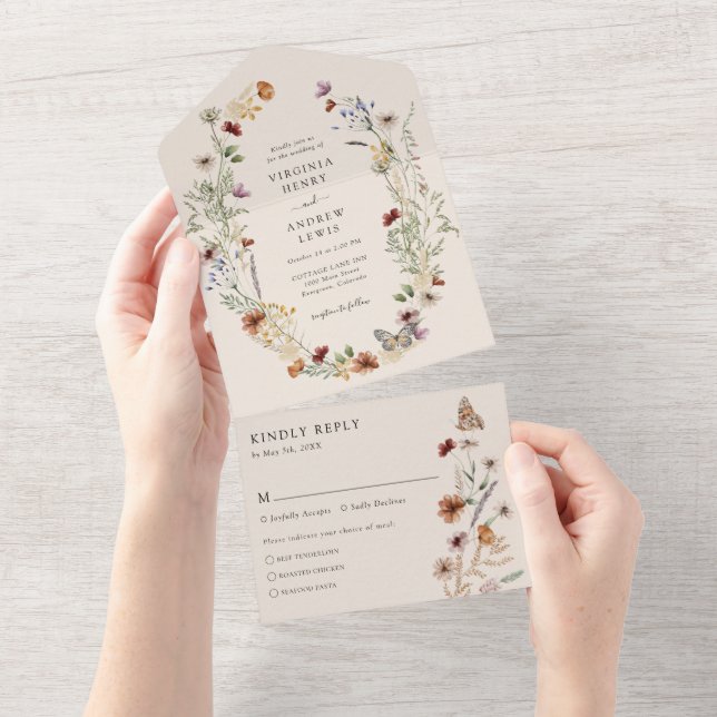 Elegant All in One Wedding Invite (Tearaway)