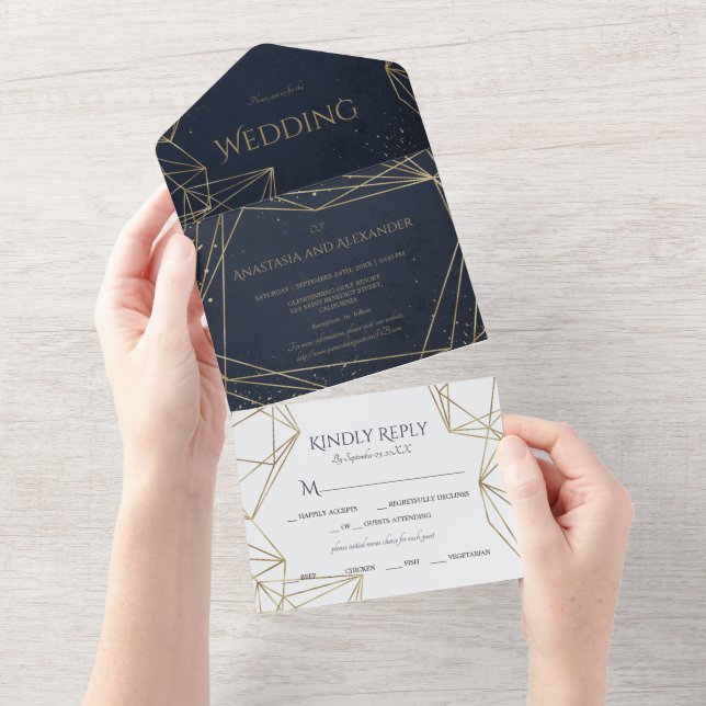 Elegant All in One Wedding Invite. Invitation (Tearaway)