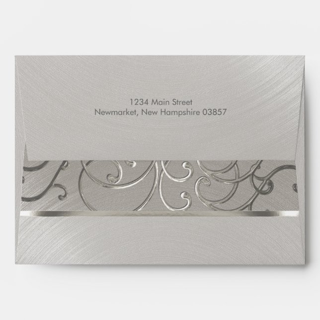 Elegant All Silver Filigree Swirls Envelope (Back (Top Flap))