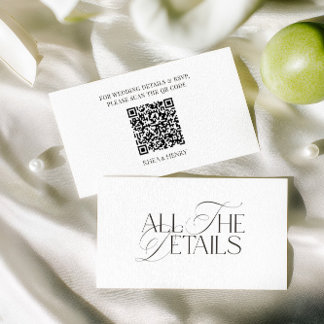 Elegant All The Details Wedding Website QR Code Enclosure Card