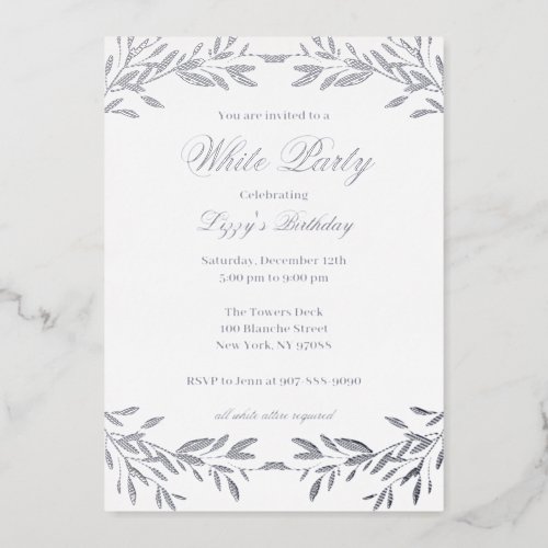 Elegant All White Party Foil Invitation