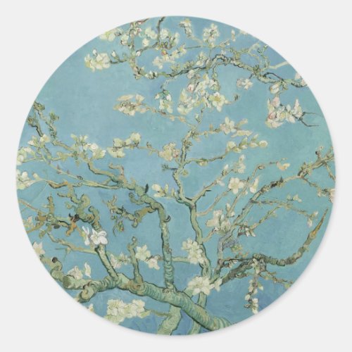 Elegant Almond Blossom Tree Classic Round Sticker