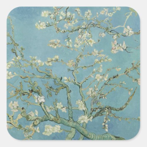 Elegant Almond Blossom Tree Square Sticker