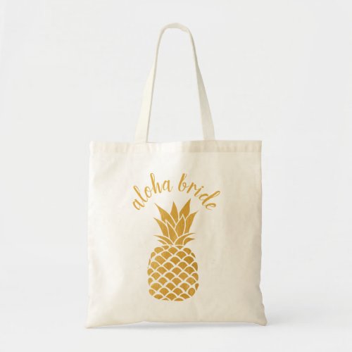 Elegant Aloha Tribe Hawaiian Gold Pineapple Bride Tote Bag