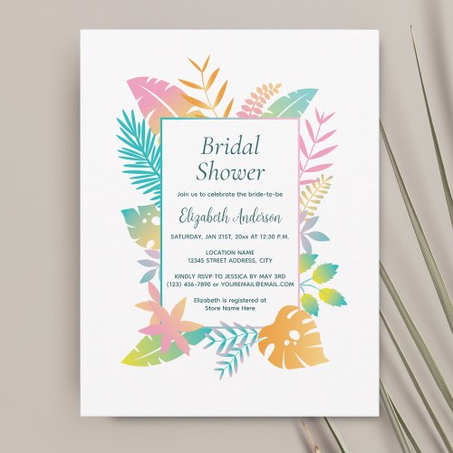 Elegant Aloha Tropical Themed Bridal Shower Invitation