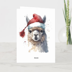 Elegant Alpaca Christmas Wishes Foil Holiday Card