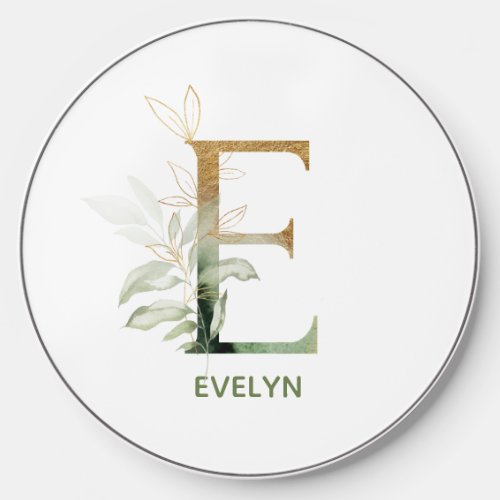 Elegant Alphabet E Greenery Wireless Charger