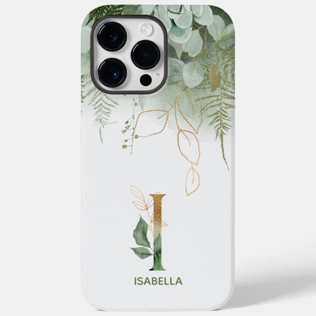 Elegant Alphabet I Green Fern Case-Mate iPhone Case (Back)