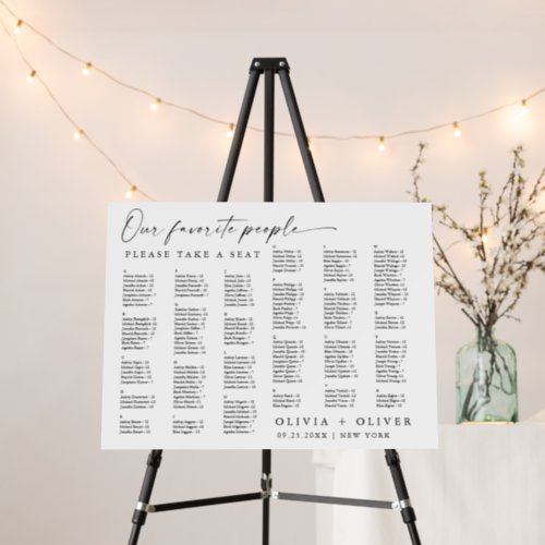 Elegant Alphabet up to 159 People Seating Chart  Foam Board