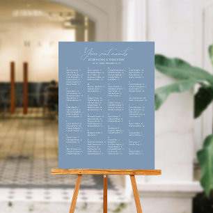 Elegant Alphabetical Dusty Blue Wedding Seating Foam Board