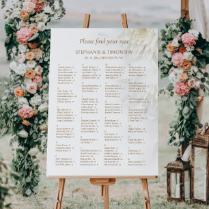 Elegant Alphabetical Floral Wedding Seating Chart Foam Board