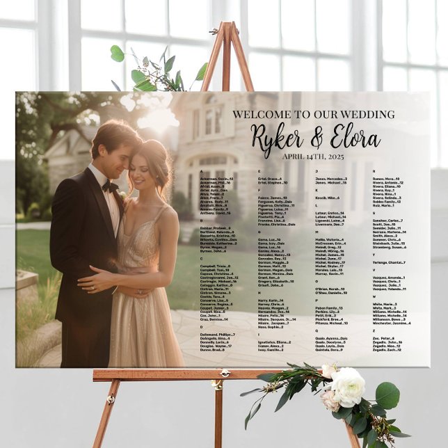 Elegant alphabetical photo wedding seating chart (Creator Uploaded)