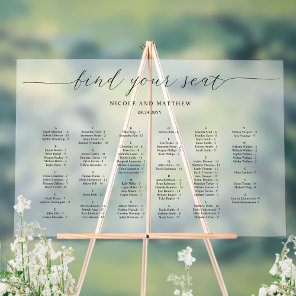 Elegant Alphabetical Seating Plan Frosted Style Acrylic Sign
