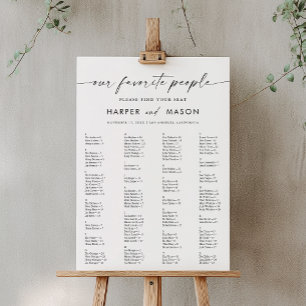 Elegant Alphabetical Wedding Seating Chart Foam Board