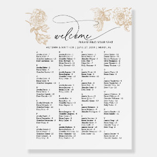 Elegant Alphabetical Wedding Seating Charts Foam Board
