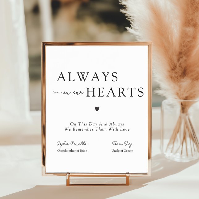 Elegant Always In Our Hearts Wedding Memorial Sign (Elegant Always In Our Hearts Wedding Memorial Sign)