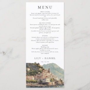 Elegant Amalfi Italian Watercolor Wedding Menu