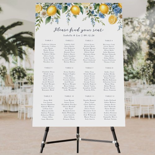 Elegant Amalfi Lemon Citrus Wedding Seating Chart Foam Board