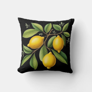 Elegant Amalfi Lemons on a Branch Throw Pillow