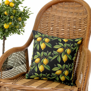 Elegant Amalfi Lemons on a Branch Throw Pillow