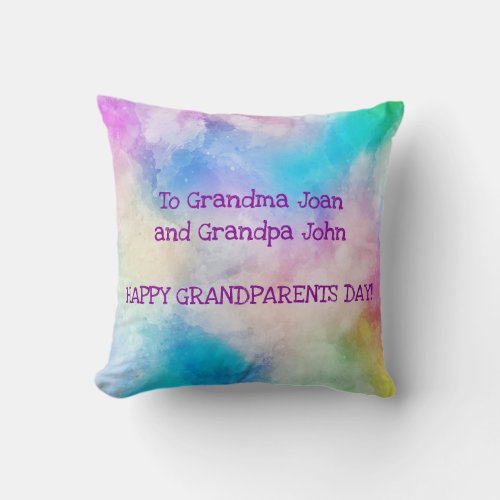 Elegant Amazing Grandparents Day Watercolor Art Throw Pillow