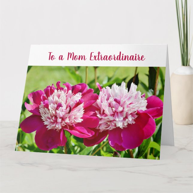 Elegant Amazing Mom Extraordinaire Love Peonies  Card (Front)