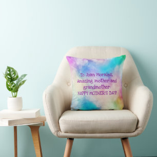 Elegant Amazing Mother Grandmother Watercolor Art Throw Pillow