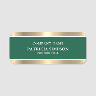 Elegant Amazon Dark Green & Gold: Luxury & Modern Name Tag