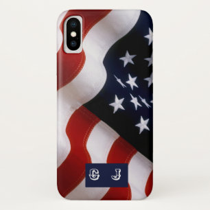 Elegant American Flag iPhone Custom Monogram iPhone X Case