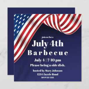 Elegant American Flag July 4th Invitation