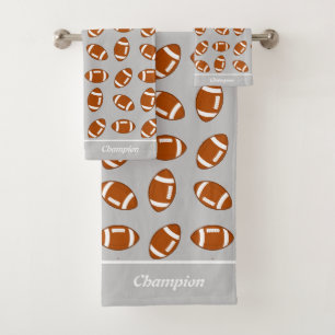 Elegant American Football on Gray Bath Towel Set