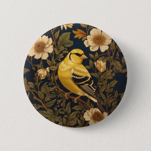 Elegant American Goldfinch  Button (Front)